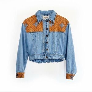 Cache Light Blue Denim Jacket with Tan Western Yoke